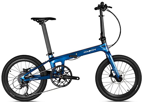 KABON Neues Upgrade Faltrad, 20 Zoll Carbon Fiber Rahmen mit Carbon Laufradsatz 9 Speed Mini City Bike Faltbares Fahrrad für Frauen Erwachsene Männer Ultra-Light