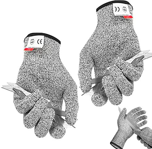 Gants anti-coupures – Gants de protection de niveau 5 | Gants de coupe résistants aux coupures pour cuisine, boucher, travail en plein air