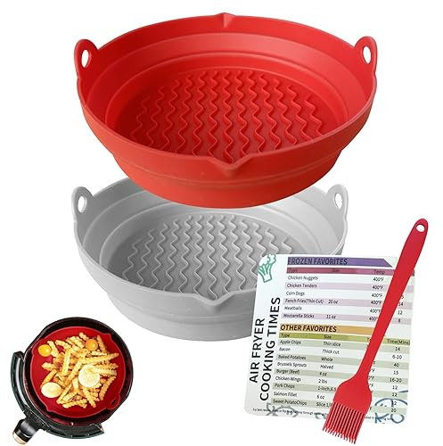 Silikon Backform Für Heißluftfritteuse, Air Fryer Silikon Pot Liners Wiederverwendbar Ersatz von brennbarem Backpapier, Silikonbackformen Air Fryer Aus Silikon Accessories