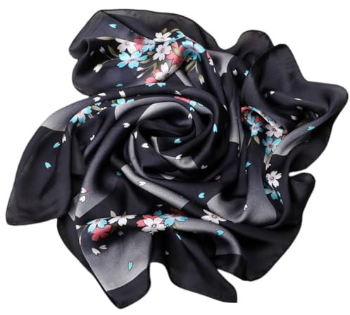 FAIRYGATE Schal XXL Schal Schwarz Damen Seidentuch Bandana Kopftuch Mädchen Sommer Haarband Herren Halstuch Motorrad Seiden Haargummi Seidenschal Multifunktionstuch DA2113