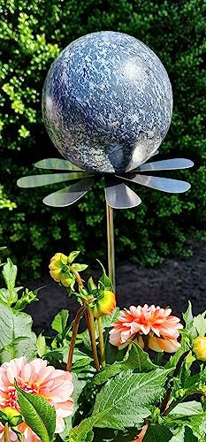 Jürgen Bocker Garten-Ambiente Blütenzauber Rotterdam Rosenkugel 15 cm Edelstahl Gartenstecker Deko mit Stab 80 cm (anthrazit)