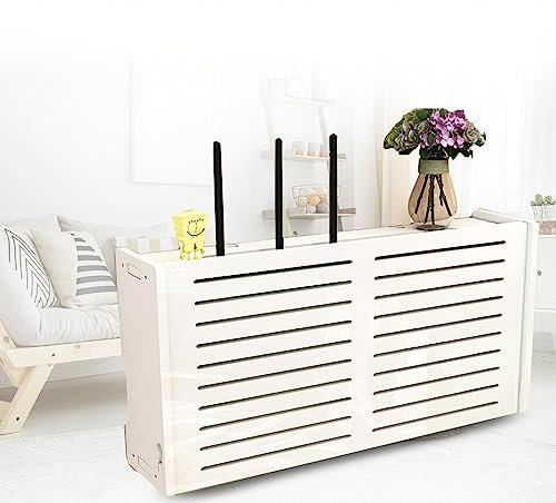 WLAN Box Verstecken,Router Schrank Weiss Regal für Router Weiß HäNgend Steckdosen Verstecken Holz Schwimmendes Regal,F40x10x20cm