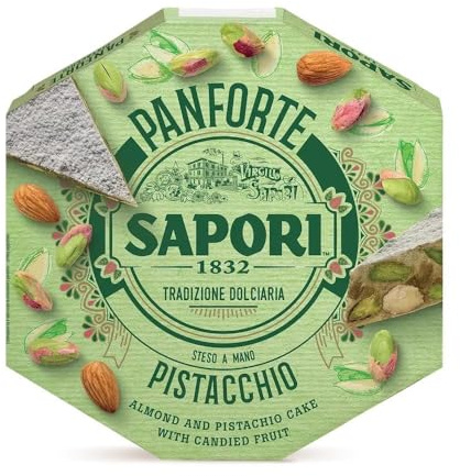 Sapori Panforte Pistacchio Torta con Pistacchi, Mandorle Intere, Melone e Cedro Canditi 280g Aspettando il Natale con Dolcezza