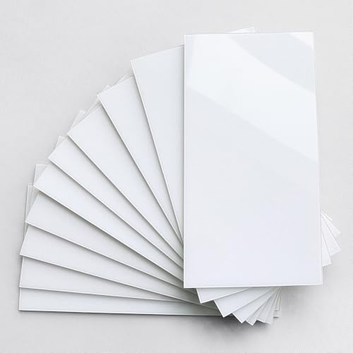 MOFIT Grands carreaux de mur de métro auto-adhésifs pour cuisine, autocollants de carrelage individuels à coller sur carrelage de salle de bain imperméable CM 10x20 (blanc 23 carreaux)