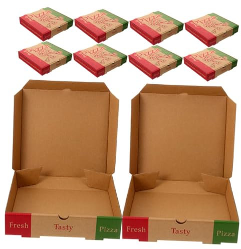 DECHOUS 10st Pizzaschachtel Pizzabox Pizzakarton Aus Pappe Kleine Pizzakartons Pizza-takeaway-box Pizza-aufbewahrungsbehälter Reise-pizzabehälter Pizza-servierbox Einzel Sparschwein Papier