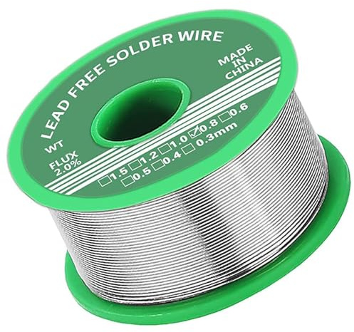 Solder Wire,0.8mm Soldering Wire Lead Free Sn99.3 Cu0.7 with Rosin Core for Electronic Electrical Soldering Components Repair and DIY (20g）