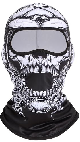GMYIAK Skull Print Balaclava, Motorcycle Cycling Neck Warmer, Balaclava Face Mask for Bike Skateboard Snowboard Outdoor Sport, Halloween Costume Mask for Horror Party (Polyester, 2)