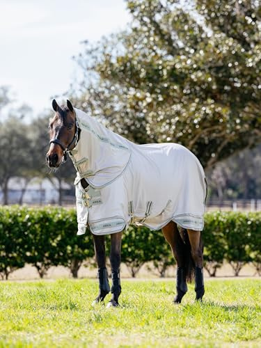 LeMieux Arika Armour-Tek Fly Rug - UV Protection - Antibacterial - Detachable Neck - Extended Belly Strap - Stone - 6ft9