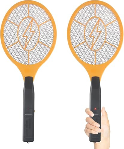 2 Pack Bug Zapper Electric Fly Swatter Zapper - Indoor Outdoor Zapping Racket for Pest Control - Safe to Touch with 3-Layer Safety Mesh