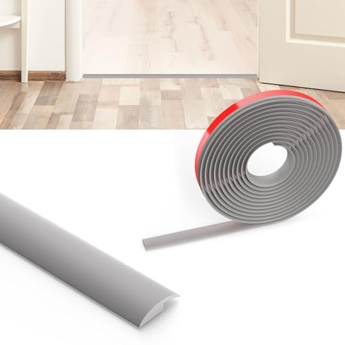 Flintronic 3 m övergångsremsa för laminatgolv, övergångsremsa, PVC-golvdelare, remsa, självhäftande tröskelremsa, dörrremsa, tröskelstänger för sammanfogning av golv, matta, kakel, 5 mm grå