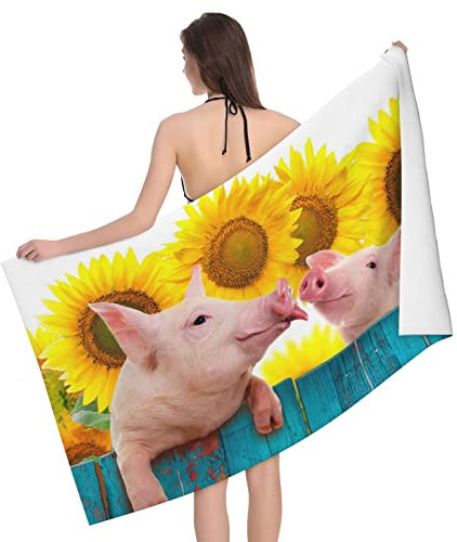 Strandtuch Lustiges Schwein, Das An Einem Zaun Hängt Pool Badetuch Erwachsene Mikrofaser Handtücher Männer Duschtücher, Für Schwimmbad, Yoga, Strand, 80x130cm