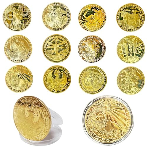 12 Constelaciones Colección de Arte De Monedas Conmemorativas | Monedas Del Hada de Los Dientes, Regalos Para Amigos Y Niño Set Monedas Euro, Monedas de Hada de Dientes