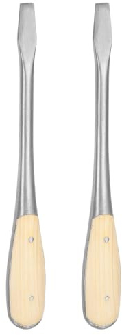 sourcing map Lot de 2 tournevis à fente SL10 de 25,4 cm en acier au carbone avec poignée en bois pour fixer, buriner et desserrer