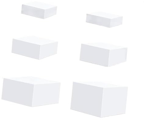 6x Boîte D'exposition de Cubes En Acrylique, Boîtes de Rangement Carrées En Acrylique, Présentoir pour Table, Boîtes Gigognes, Rehausseur de Buffet pour Aliments, Objets, Cupcakes, Desserts, Blanc