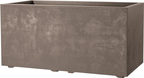 Deroma Millennium Pflanzgefäß | 58,4 x 25,4 x 25,4 cm rechteckig | Leichter und langlebiger Kunststoff | Innen- oder Außentopf für Terrasse/Veranda | inklusive Wasserreserve und Ablaufstopfen | Topf