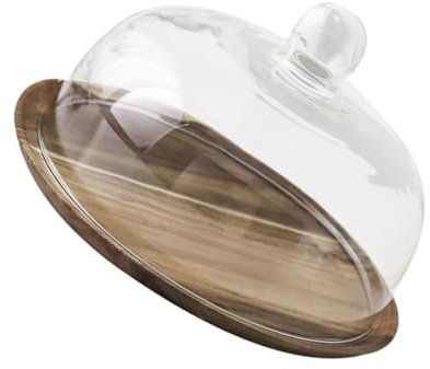 Hoement Glass Covered Cake Stand Tray Cake Plate Holder Dessert Display Cupcake Stand Holder Party Accessory