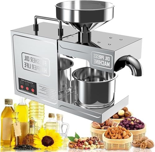 Kalt-Heiß-Press-Ölextraktor, Ölextraktionsmaschine aus Edelstahl 304, automatische kleine Ölpresse, für Leinsamen, Erdnüsse, Hanfsamen, Sesam, Sonnenblumen