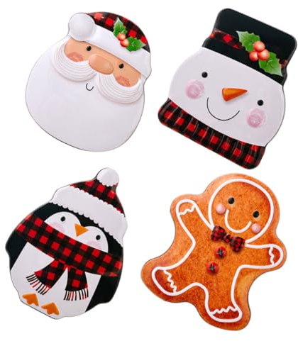 BEBEMOKO Christmas Candy Tins and Biscuit Boxes 4pcs Set, Small Plaid Tinplate Storage Box with Lid, Christmas Cookie Containers for Holiday Treats and Packaging