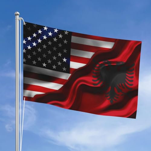 Amerikanische Flagge Und Albanien Albanische Flagge 90X150Cm Dekorative Fahnen Perfekte Indoor Flagge Langlebig Yard-Flaggen Décor Für Lawn Garten Festival