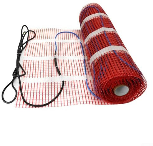 Zeroupshop Calefacción tipo cable, almohadilla de calefacción de piso con termostato digital, kit de calefacción por suelo radiante eléctrico (50 cm x 3 m)