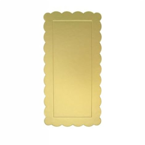 Trade Shop - Set 3pz Base per Torta Rettangolare Piatto Sottotorta Dorato 15x30cm con Bordino 31155 -