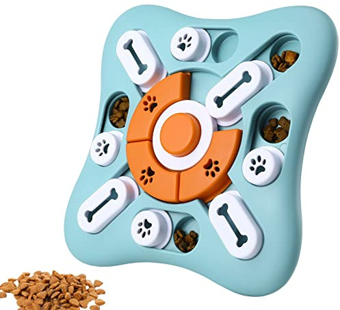 Globright Interaktives Hundespielzeug, Puzzle-Futterspender für kleine, mittelgroße und große Hunde, quietschendes Spielzeug für Hunde, langsamer Futterspender für Hunde für IQ-Training und