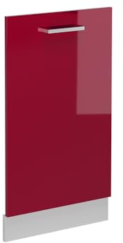 Vicco Panel Frontal R-Line, Rojo de Alto Brillo, 45 cm | Para lavavajillas totalmente integrado 45 cm · Sin encimera · A juego con el frente de cocina · Libremente combinable