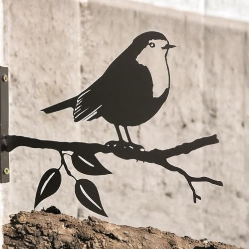 Epsom Door Handle Metal Robin Tree Silhouette 18cm X 25cm Decorative Metal Bird Wall Art Garden Ornament Rustic Nature-inspired Hanging Décor for Outdoor Indoor Spaces