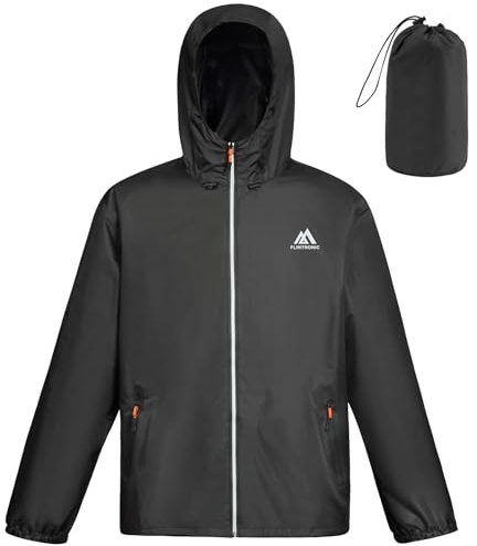 flintronic Veste Homme Impérmeable, Ciré imperméable, Légère Veste Running Homme, pour Sport Cyclisme Running Voyage, Avec fermeture éclair(XL)