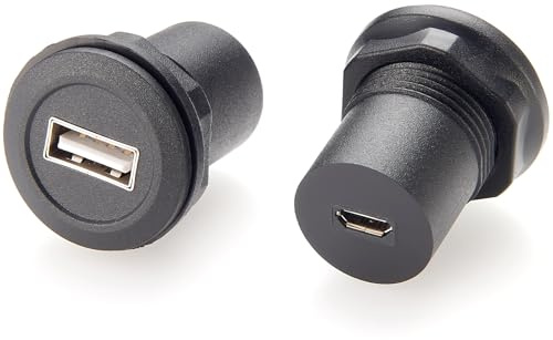 Plinkwirekb Round Panel Mount USB 2.0 A Female to Micro USB Female Coupler Extender A to Micro Jack panel chassis mount usb adapter 1pc