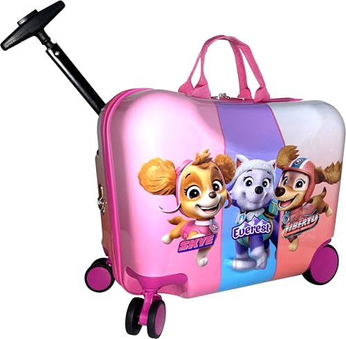 Fast Forward Ride-On 18 Suitcase For Kids/Tow-Along Toddler Carry-On Luggage With Wheels (Paw Patrol-Girls)