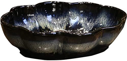 Vasques À Poser, Vasque À Poser De Salle De Bain, Vasque D'Art De Luxe Pour Hôtel, Vasque À Poser En Céramique Émaillée Bleue, Vasque À Poser Vintage En Forme ,Gradient Blue Black-57*42*13cm