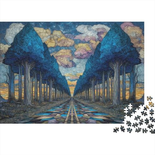 Chemin symétrique à Travers Une Haute forêt enchantée | pour Adultes || 1000pcs (75x50cm) Puzzles Jeux ÉduChatifs Puzzles De Décoration Intérieure