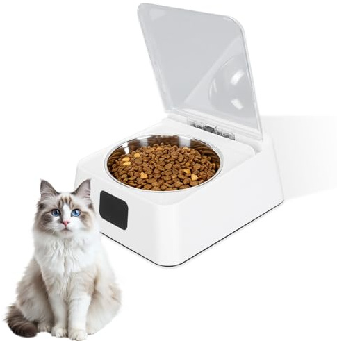 Gamelle Automatique Chat, Ouverture Automatique du Couvercle Distributeur, Humide et Secs Distributeurs de Nourriture Chiens, pour Les Chiens et Chats de Petite et Moyenne Taille