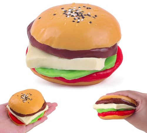 Anboor Hamburger-Squishy-leksak, ultramjuk silikon, realistisk hamburgare matklämleksak, stressreducering, för barn och vuxna, födelsedagspresenter för autister