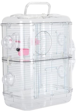 Focket Hamsterbur, Dubbelskikt Järntråd med Vattenflaska och Löphjul för Hamster Marsvin Gerbil (2 -lager)