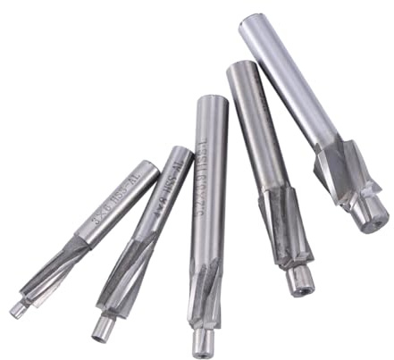 NOLITOY 5 Stück Teiliges Hochleistungs Senker Fräser mit Geradem Schaft Hochpräzise Verschleißfest für Stahl Edelstahl Aluminium für Cnc Bearbeitung von Senkbohrungen und Bolzenlöchern
