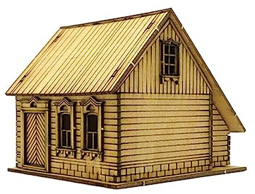 pistro 1/72 Miniatur Holzhaus Bausatz, Architekturszene Modellbau, Zerlegbares Holzpuzzle für Sandtisch, Modelleisenbahn Zubehör, DIY Bastelset- Stil B