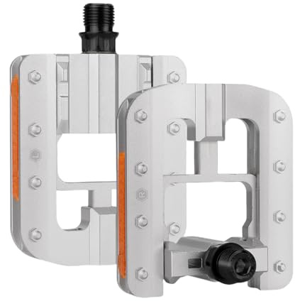 Xanorrg Pedales De Bicicleta Plegables Bicicletas De Montaña Antideslizantes Planas con Tiras Reflectantes Pedales Anchos Plegables para Ciclismo