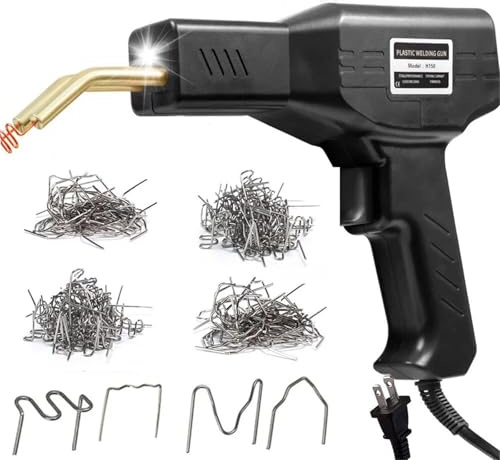 Plástico Soldadura Máquina Pistola soldadora de plástico para coche de 50 W, 200/1000 grapas calientes para carrocería, parachoques y soldadura de plástico.(Black 200Pcs)