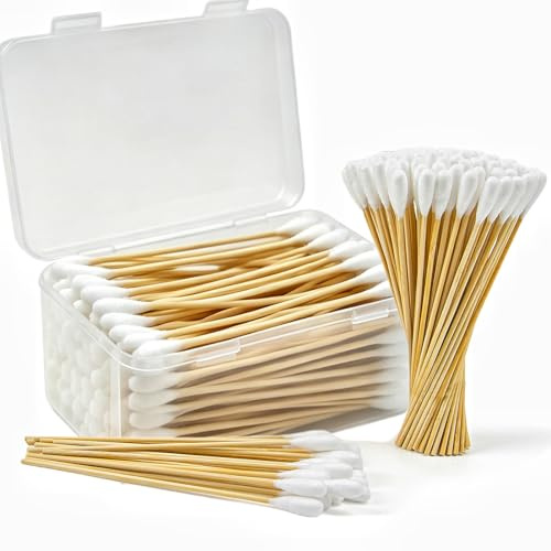OwnWise 200 PCS Large Cotton Swabs - 6 Inch Dog Ear Swabs with Bamboo Handle for Pet Care - Absorbency Soft Cotton Head, Gentle and Lint-Free, Specifically Designed for Pets, Dog Ear Cleaner Tool