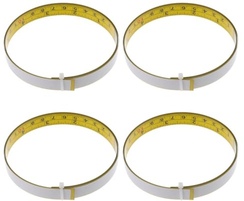 VILLFUL Lot de 4 Mètres Ruban Adhésif Autocollant 1M Acier Haute Teneur en Carbone Double Échelle Métrique et Impériale Règle Adhésive pour Bricolage et Travaux de Précision