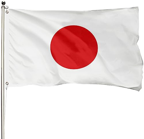 FSFLAG Bandiera del Giappone, 3 x 4,5 m, in poliestere rinforzato 400D, resistente allo sbiadimento e colori vivaci, doppia cucitura, 2 occhielli in ottone per vento forte, bandiera nazionale