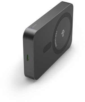 Hama Qi2, batteria esterna wireless da 10.000 mAh, per Apple MagSafe iPhone (ricarica tramite induzione, passaggio through, power bank compatto, caricatore portatile USB-C, ricarica rapida sicura