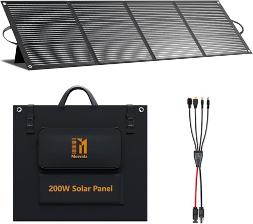 Placa Solar 200W Cargador Solar Portatil Potente MóDulos Monocristalinos | Impermeable Ip68, Salida Mc4 24v Compatible Con Estaciones De EnergíA, Autocaravanas, Barcos Y Uso DoméStico