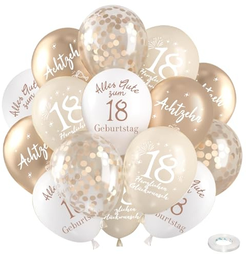 Deko 18. Geburtstag Luftballon Mädchen Junge, 24 Stück Ballon 18.Geburtstag