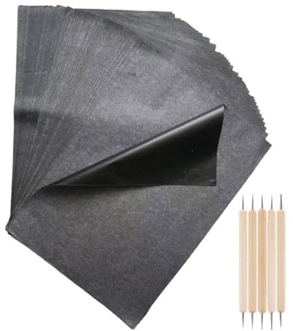 NOLITOY Graphit Kohlepapier 55 Stück in Schwarz mit Doppelseitigen Stiften A4 Größe für Kunstprojekte Holz Papier und Leinwand