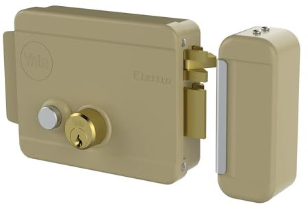 YALE Serratura elettrica da applicare Y68800601, Destra C/K e pulsante, in acciaio verniciato, apertura con chiave e con impulso elettrico a pulsante