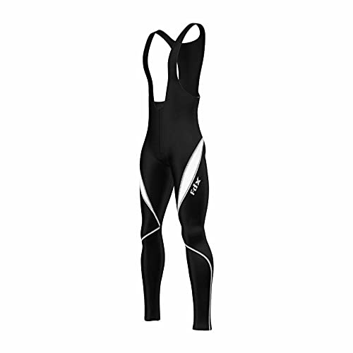FDX Culotte con Tirantes para Hombre, Acolchado, Ligero y Transpirable, Tejido térmico Roubaix de Secado rápido, con Bolsillo Trasero con Cremallera; Mallas de Ciclismo de Invierno