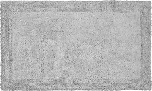 Grund organisch & beidseitig verwendbar Badteppich 100% Bio-Baumwolle, ultra soft, ÖKO-TEX-zertifiziert, 5 Jahre Garantie, LUXOR, Badematte 60x100 cm, kieselgrau